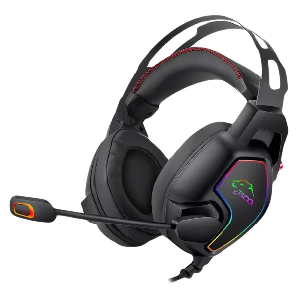 هدست گیمینگ تسکو مدل GH 5159 بدون قابلیت نویز کنسلینگ، دارای میکروفون قابل تنظیم، جنس کابل کتان با روکش کنفی بافته شده، امپدانس 20 اهم